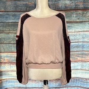 Free People Pink and Burgundy Sweater